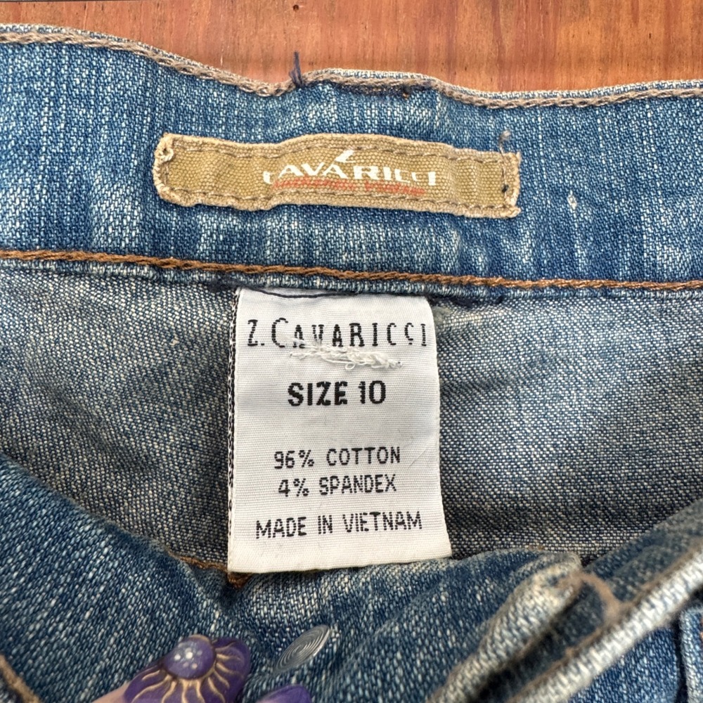 Vintage Z. Cavaricci Beaded Floral Jeans 10 Embroidered Y2K 90s Botany Cottage - Picture 6 of 11